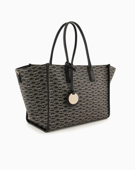 Armani Bolso shopper mediano con estampado integral de monograma Ofertas