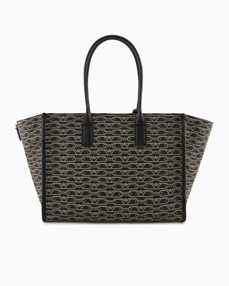 Armani Bolso shopper mediano con estampado integral de monograma Ofertas