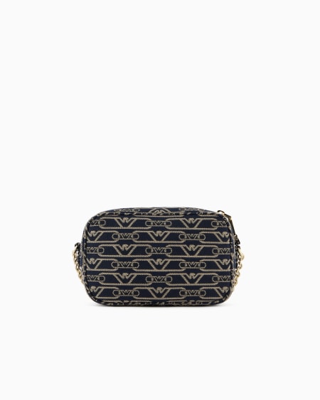 Armani Funda para cámara en lona de tejido jacquard con monograma integral y correa de cadena Ventas relámpago