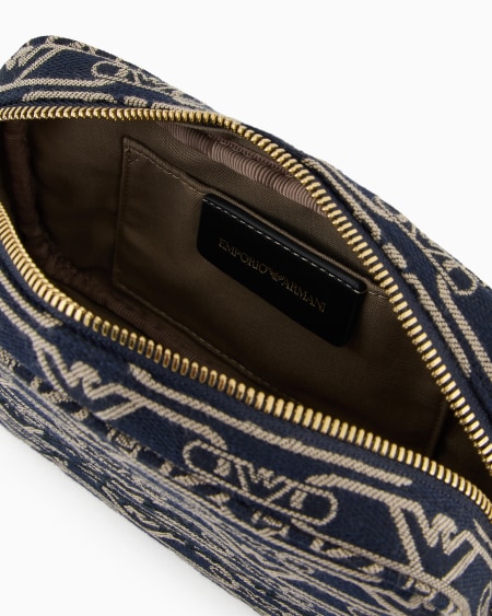 Armani Funda para cámara en lona de tejido jacquard con monograma integral y correa de cadena Ventas relámpago