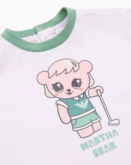 Armani Camiseta de punto orgánico con estampado Manga Bear Crew ASV Tienda