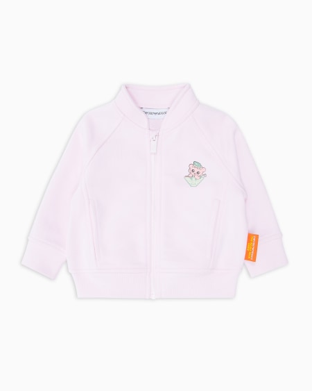 Armani Sudadera tipo cárdigan de punto orgánico con estampado Manga Bear Crew ASV