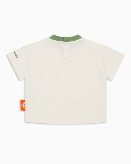 Armani Camiseta de punto orgánico con estampado Manga Bear Crew ASV Rebajas top
