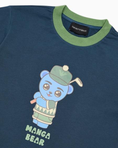 Armani Camiseta de punto orgánico con estampado Manga Bear Crew ASV Envío gratis