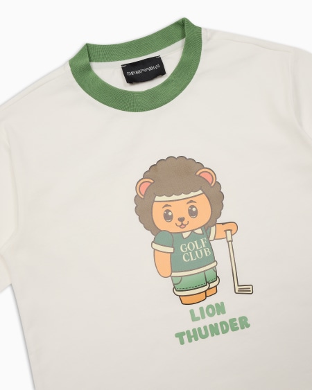 Armani Camiseta de punto orgánico con estampado Manga Bear Crew ASV Envío gratis
