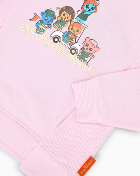 Armani Sudadera de punto orgánico con estampado Manga Bear Crew ASV COMPRAR AHORA