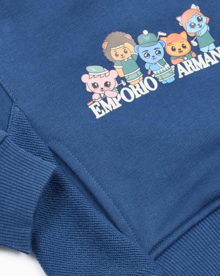 Armani Sudadera de punto orgánico con estampado Manga Bear Crew ASV ÚLTIMAS EDICIONES