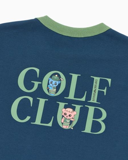 Armani Camiseta de punto orgánico con maxiestampado en la espalda Manga Bear Crew ASV Último día