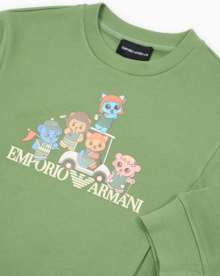 Armani Sudadera de punto orgánico con estampado Manga Bear Crew ASV Precio de fábrica