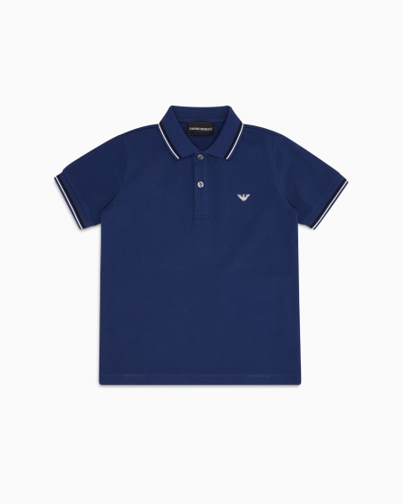 Armani Polo de piqué elástico con bordes a rayas Última moda