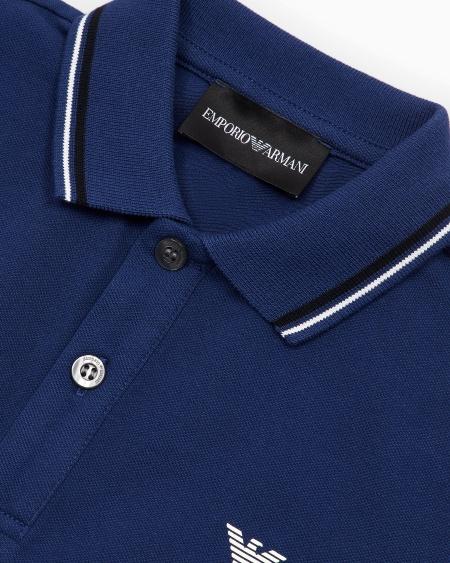 Armani Polo de piqué elástico con bordes a rayas Última moda