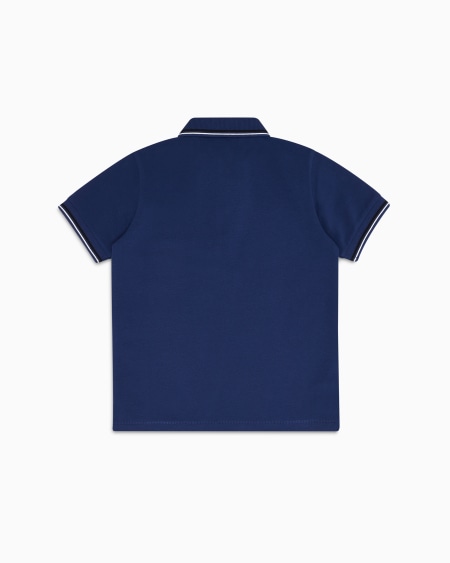 Armani Polo de piqué elástico con bordes a rayas Última moda