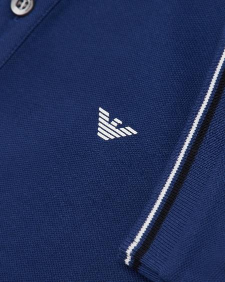 Armani Polo de piqué elástico con bordes a rayas Última moda
