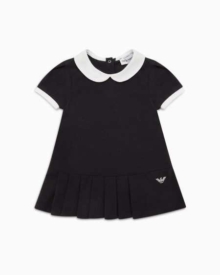 Armani Vestido de punto con cuello Claudine y falda plisada Ofertas de temporada