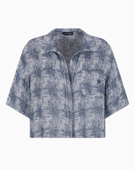 Armani Camisa en gasa de lino con motivo de cuadros Ofertas especiales