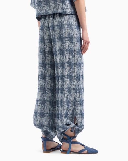 Armani Pantalones en gasa de lino con motivo de cuadros Grandes ahorros