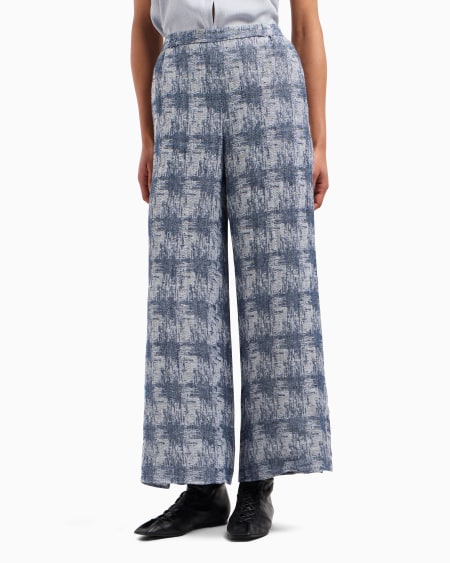 Armani Pantalones en gasa de lino con motivo de cuadros Grandes ahorros
