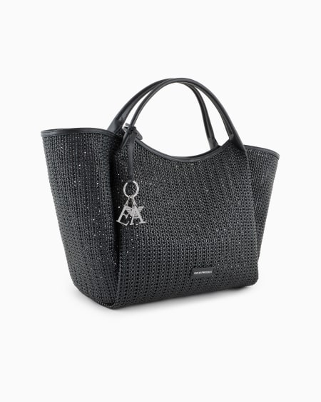 Armani Maxibolso shopper trenzado con colgante de logotipo Rebajas de fin de temporada