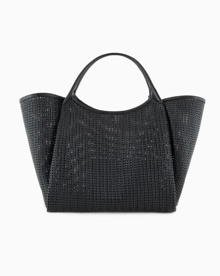 Armani Maxibolso shopper trenzado con colgante de logotipo Rebajas de fin de temporada