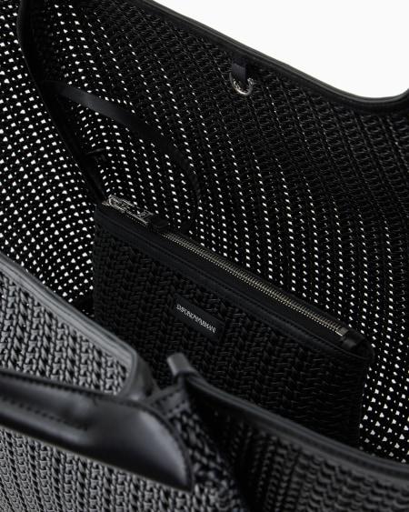 Armani Maxibolso shopper trenzado con colgante de logotipo Rebajas de fin de temporada