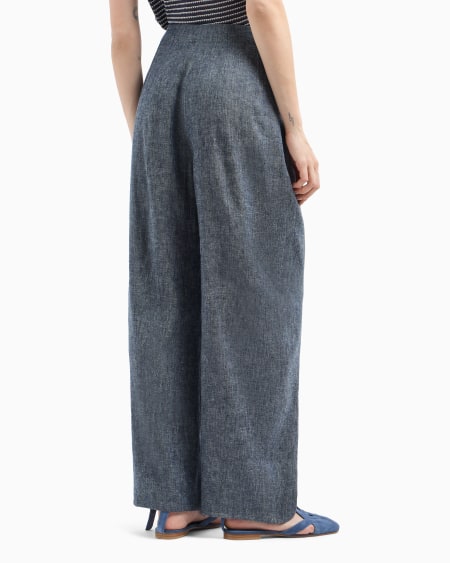 Armani Pantalones con pinzas de cambray de mezcla de lino 2025