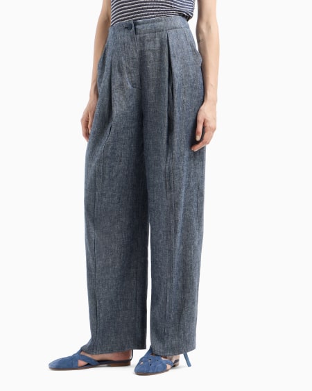 Armani Pantalones con pinzas de cambray de mezcla de lino 2025