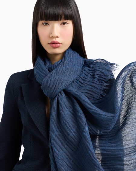 Armani Estola en mezcla de lino cepillado con lunares de tejido jacquard Outlet