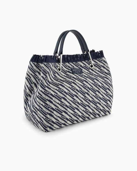 Armani Bolso shopper MyEA mediano en esterilla trenzada Venta caliente