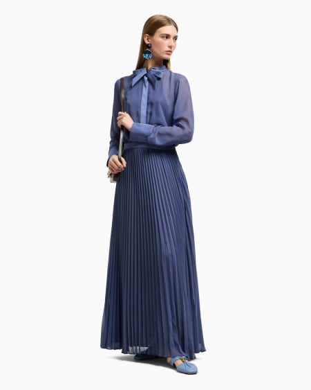 Armani Vestido largo efecto dos piezas de georgette técnico En oferta