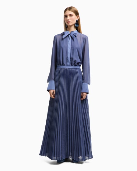 Armani Vestido largo efecto dos piezas de georgette técnico En oferta