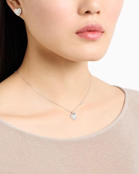 Armani Conjunto de colgante y pendientes en latón color plata Gran oferta