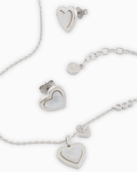 Armani Conjunto de colgante y pendientes en latón color plata Gran oferta