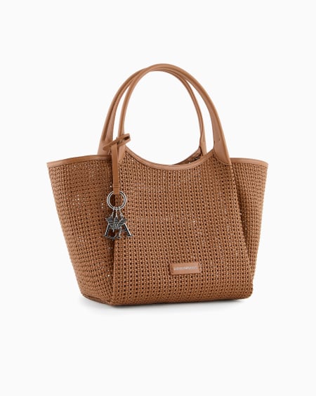 Armani Bolso shopper trenzado con colgante de logotipo Descuento