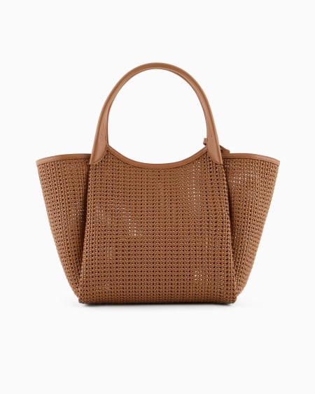 Armani Bolso shopper trenzado con colgante de logotipo Descuento