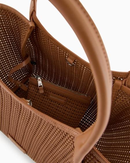 Armani Bolso shopper trenzado con colgante de logotipo Descuento