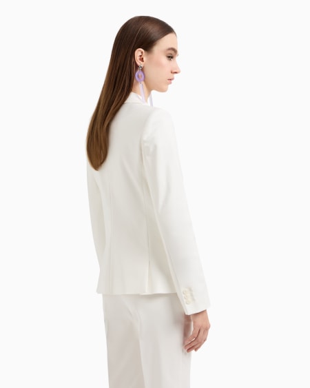 Armani Blazer de abotonadura sencilla de algodón elástico compacto Oferta especial