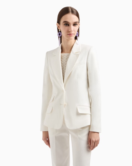 Armani Blazer de abotonadura sencilla de algodón elástico compacto Oferta especial