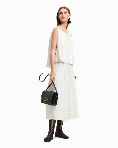Armani Top de punto de viscosa con volantes ÚLTIMAS EDICIONES