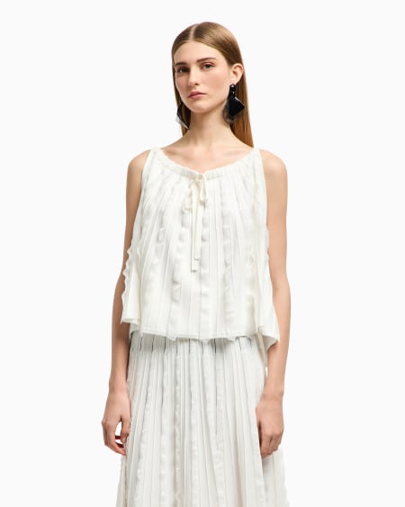 Armani Top de punto de viscosa con volantes ÚLTIMAS EDICIONES
