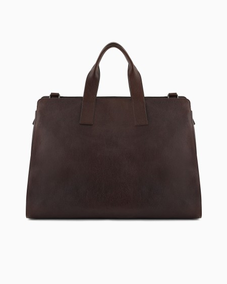 Armani Bolsa de viaje en piel con logotipo grabado Liquidación