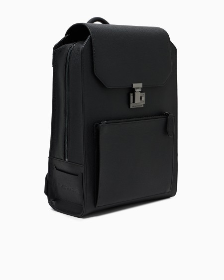 Armani Mochila con solapa y bolsillo para portátil en piel abatanada Libre de impuestos