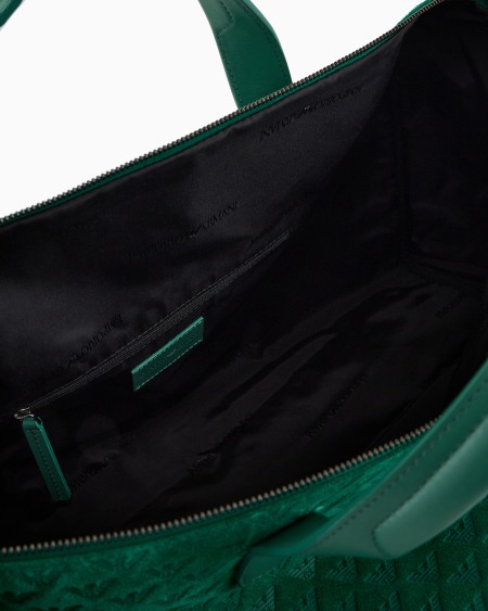 Armani Bolsa de ante con motivo de águila integral en relieve Ofertas especiales