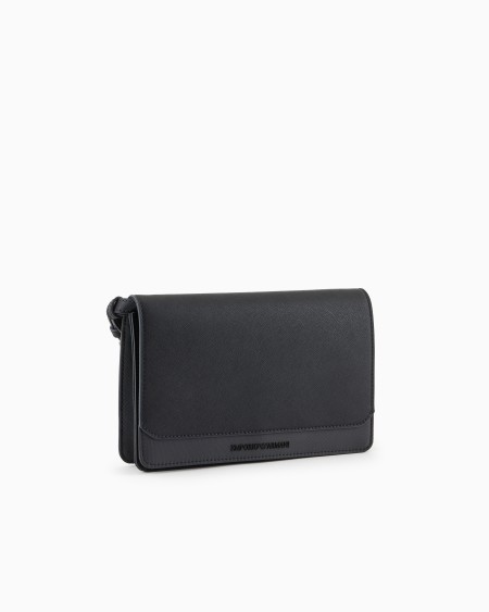 Armani Bolso bandolera con solapa en piel saffiano regenerada y nailon reciclado ASV Grandes ahorros