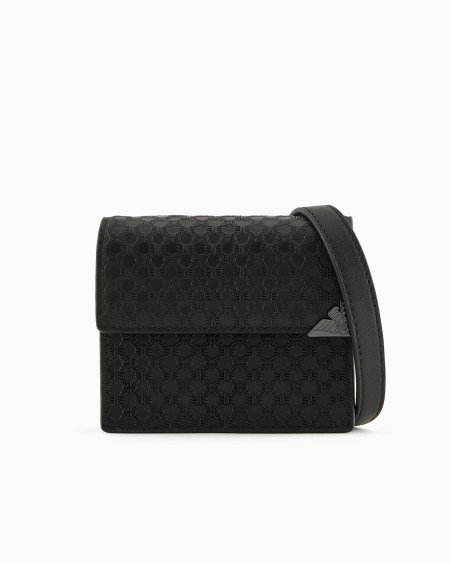 Armani Minibolso bandolera de piel con motivo integral en relieve Rebajas de fin de temporada