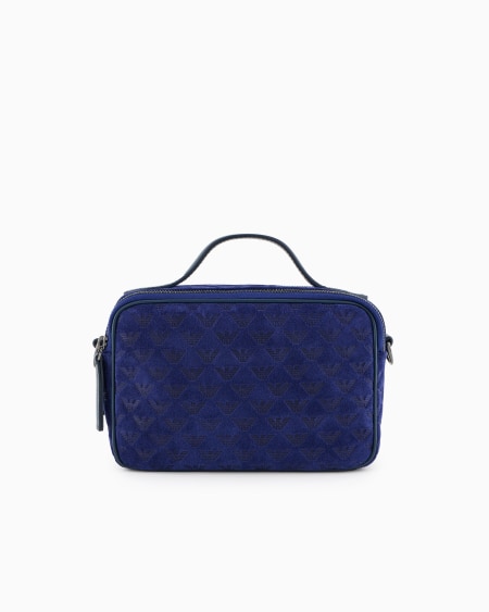 Armani Bolso baúl de ante con bandolera y águila grabada por toda la superficie Precio ultrabajo