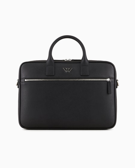 Armani Bolso modelo business de piel saffiano regenerada con placa de águila ASV Rebajas baratas