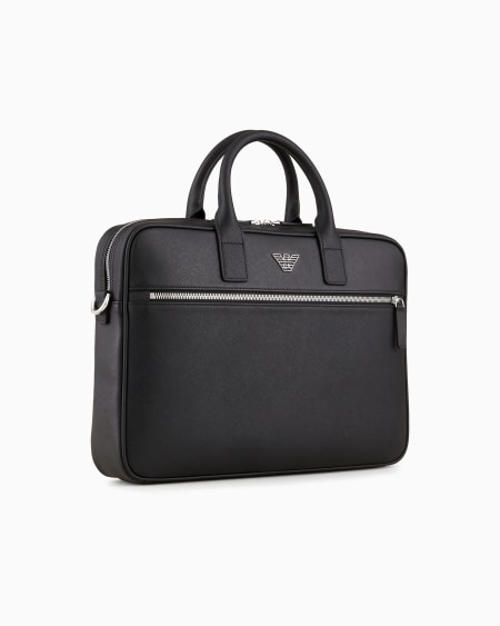Armani Bolso modelo business de piel saffiano regenerada con placa de águila ASV Rebajas baratas