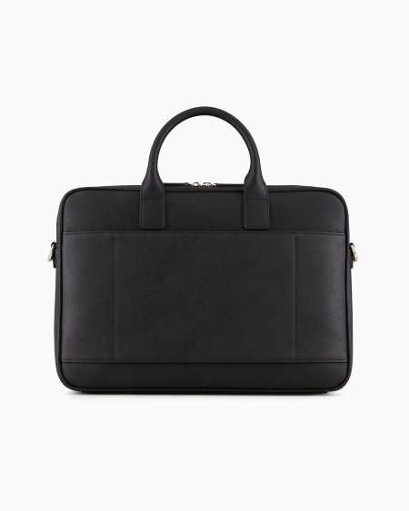 Armani Bolso modelo business de piel saffiano regenerada con placa de águila ASV Rebajas baratas