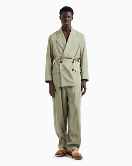 Armani Pantalones con pinzas y cinturón de nailon y viscosa Los más vendidos