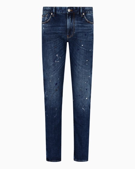 Armani Vaqueros J06 slim fit de denim con manchas de pintura Tienda